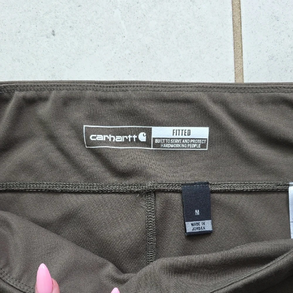 Carhartt Olive Green Leggings Size Medium Stretch Workwear Athletic - Picture 2 of 8